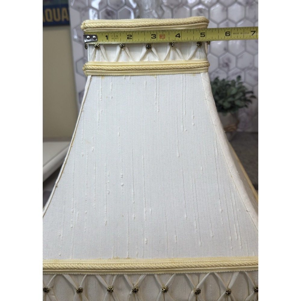 Vintage Ornate boudoir Empire Lampshade Cream Tufted Fringe 11" Tall - Picture 12 of 12